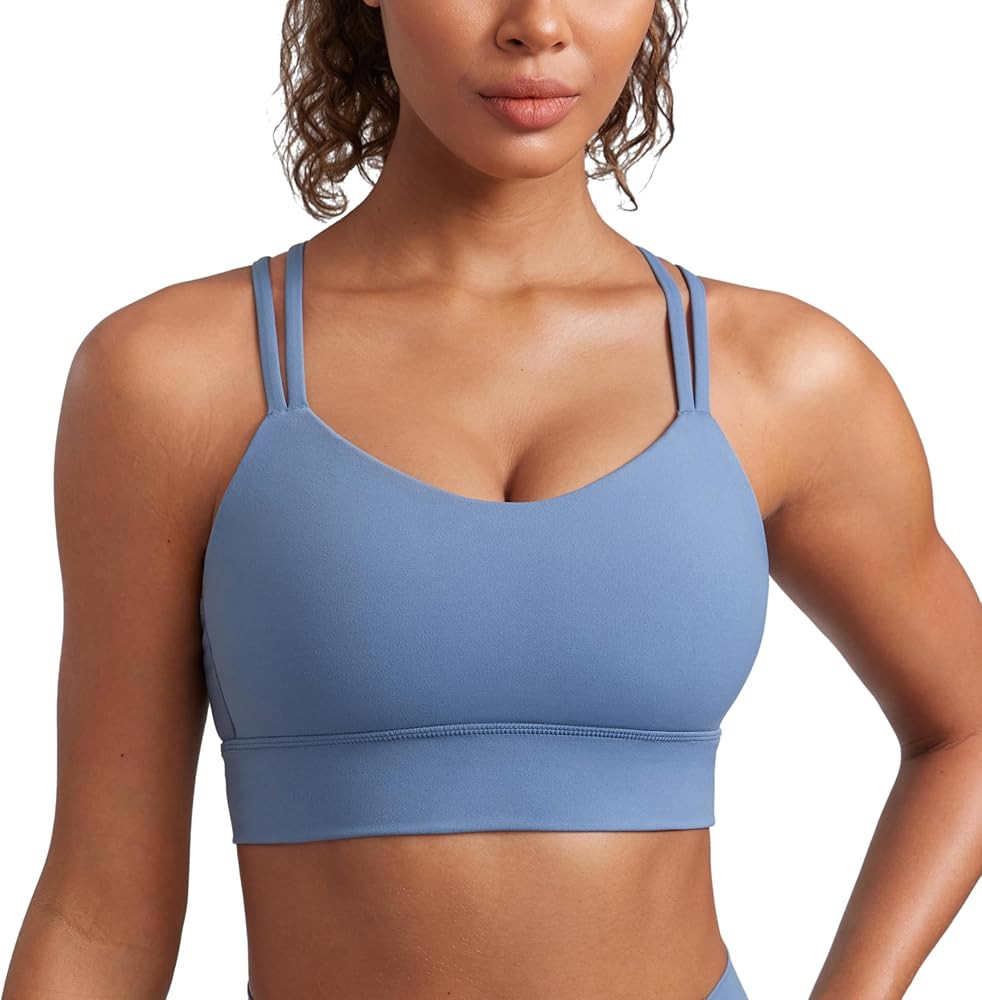 CRZ YOGA Softness Mold Womens Butterluxe Strappy Longline Sports Bra - Double Spaghetti Strap Wor... | Amazon (US)