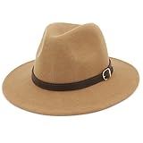 Lisianthus Women's 100% Wool Fedora Panama Hat Wide Brim with Belt Khaki | Amazon (US)