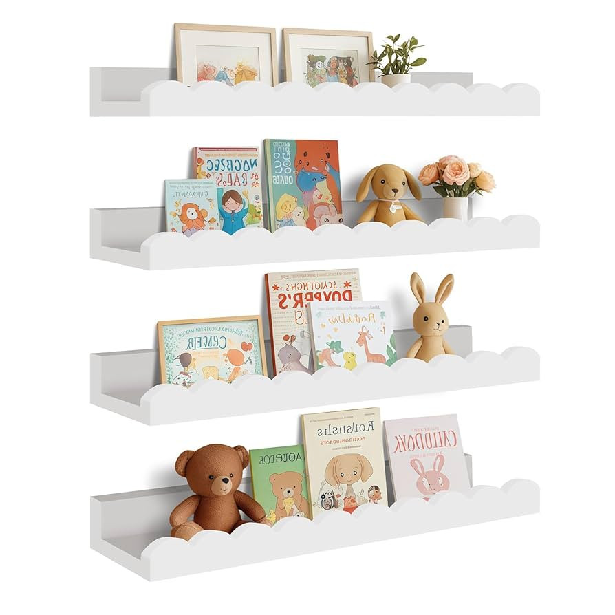 Scalloped Wall Book Shelves for Kids Room, White Floating Nursery Shelves, 4-Pack, White | Amazon (CA)