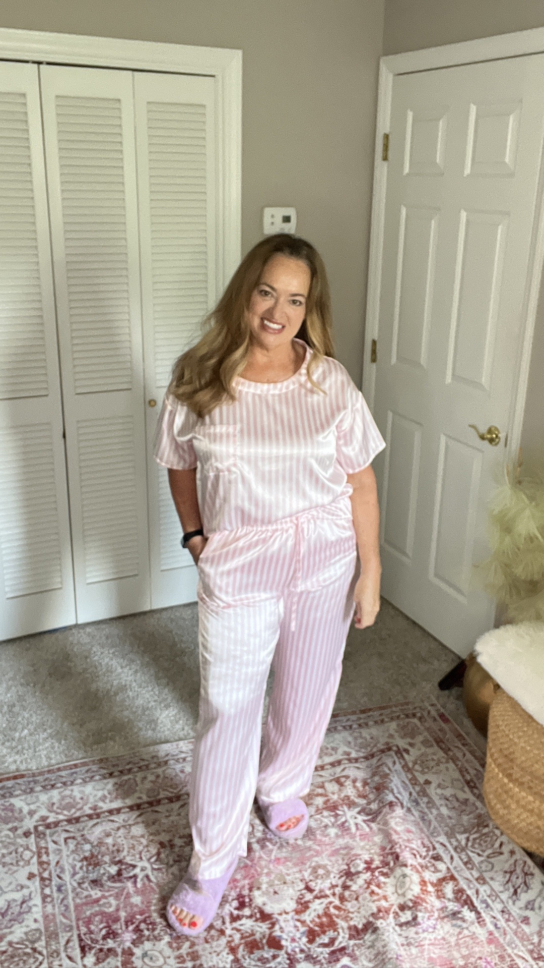 Satin Pink stripes pj set! So girly with 
Drawstring pants with pockets! A great travel set and gift idea!

#LTKmorningroutine #LTKstorytime #LTKgrwm