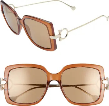 FERRAGAMO Salvatore Ferragamo Gancio 55mm Square Sunglasses | Nordstromrack | Nordstrom Rack