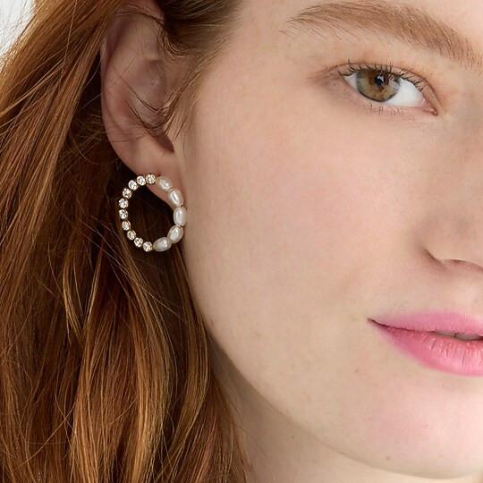 Circle pearl stud earrings | J. Crew US
