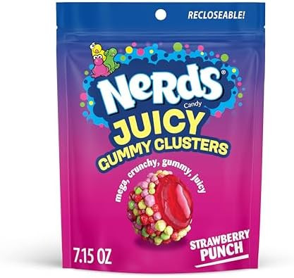 Nerds, Juicy Gummy Clusters, Strawberry Punch, Juicy and Gummy Candy, 1 Stand up Bag, for Snackin... | Amazon (US)