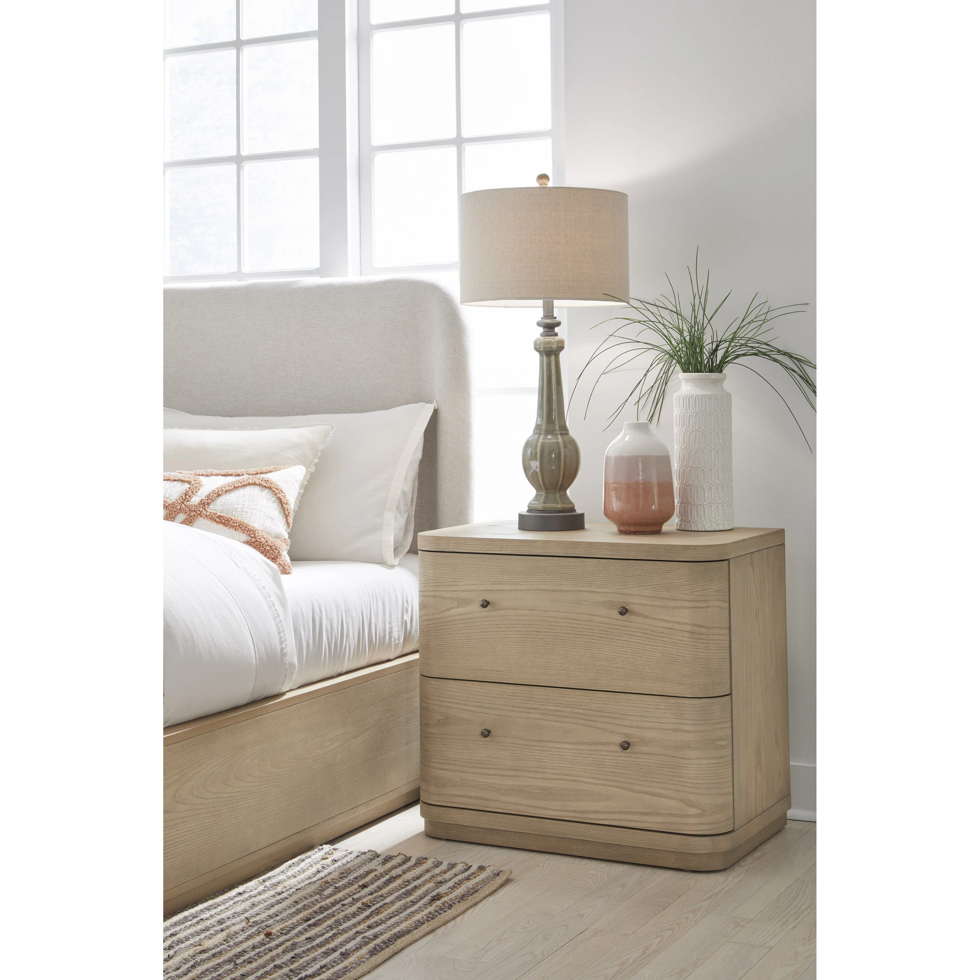 Lucie Two Drawer Nightstand In Buff Cream | Wayfair North America