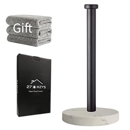 Paper Towel Holder Countertop, Standing Paper Towel Roll Holder for Kitchen Bathroom, with Weighted Marble Base for One-Handed Operation (Black), Black Paper Towel Holder, Marble Paper Towel Holder.… | Amazon (US)