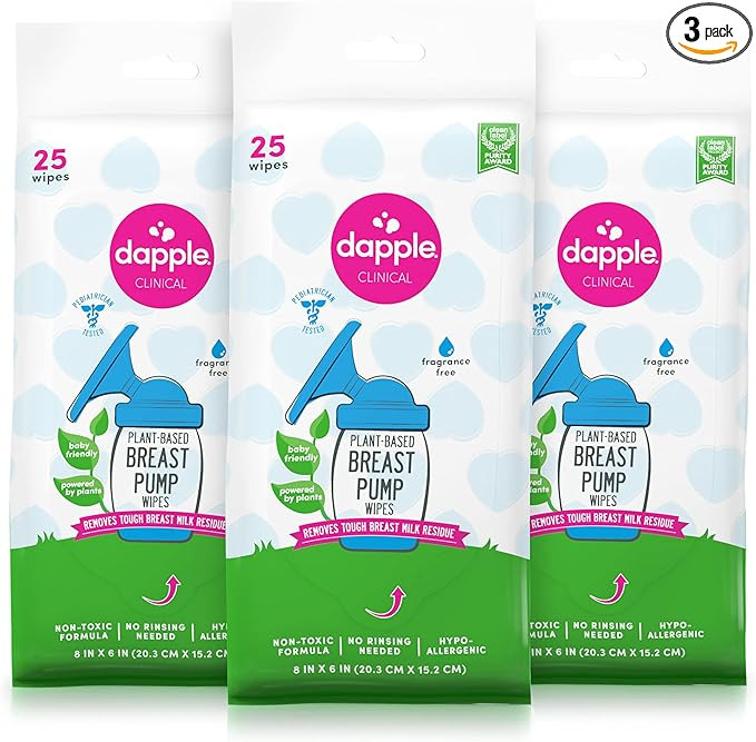 Amazon.com: Breast Pump Wipes by Dapple Baby, 25 Count (Pack of 3), Fragrance Free, Plant Based &... | Amazon (US)