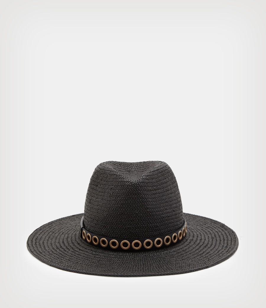 Sammie Eyelet Straw Fedora Hat | AllSaints US