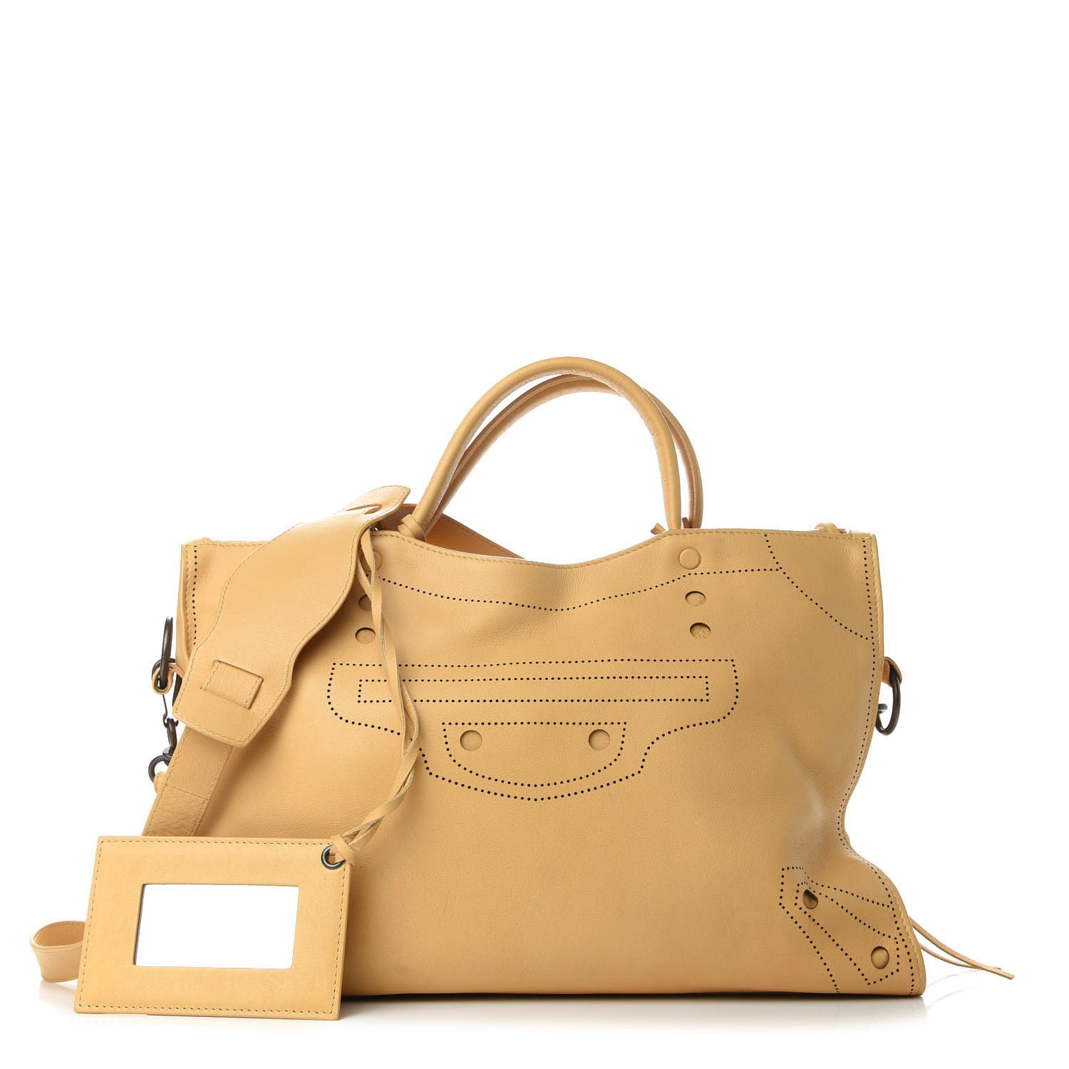 BALENCIAGA Calfskin Blackout Hardware Perforated City Beige Ocre | FASHIONPHILE | Fashionphile