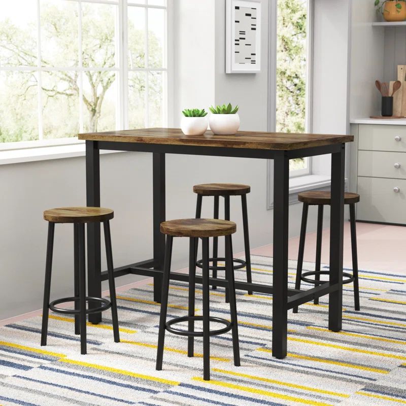 Bachand 5-Piece Dining Table Set, Modern Bar Table Set With 4 Bar Stools, Counter Height Table Ch... | Wayfair North America
