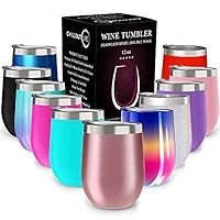 CHILLOUT LIFE 12 oz Stainless Steel Tumbler with Lid and Gift Box - Wine Tumbler Double Wall Vacuum  | Amazon (US)