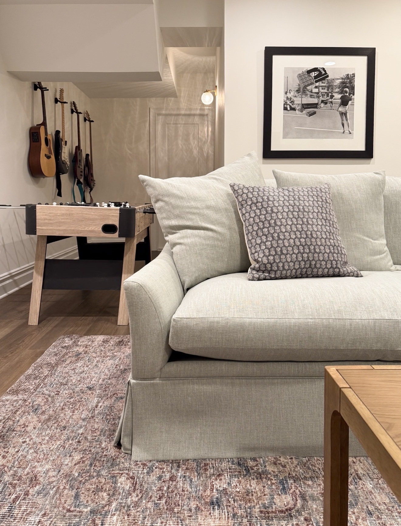 This angle really shows how everything flows together, comfortable, functional, and still pulled together. It is the spot we all end up hanging out in.

basement sectional sofa, cozy family room, neutral couch styling, living room layout ideas, family friendly design, layered pillows decor, warm neutral palette, home comfort styling, everyday living spaces, modern cozy interiors, basement decor ideas, girlonthehudson

#LTKHome #LTKKids