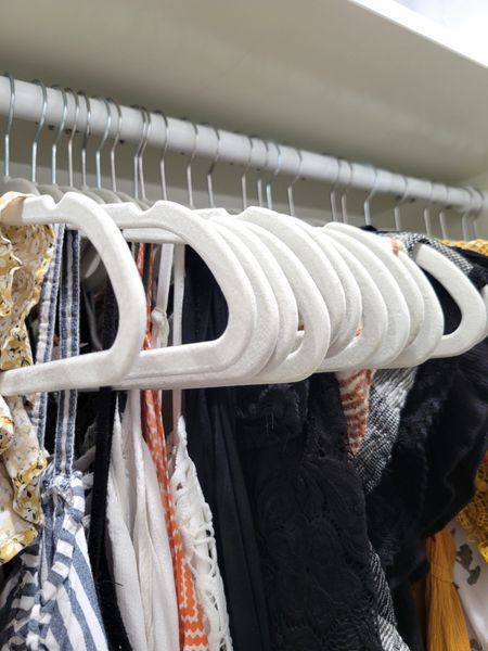 Thin felt flat hangers - I LOVE these hangers bc not only do your clothes not slip off but they save sooo much space 😍 I recently redid my closet & although I don't hang a ton of stuff, it's still nice being able to have the room if needed! Ignore the fact the hook finishes are not the same.. I didn't realize there were different ones 🫠 Remember get a price drop notification if you heart a post/save a product 😉 

✨️ P.S. if you follow, like, share, save or shop my post.. thank you sooo much, I appreciate you! As always thanks sooo much for being here & shopping with me 🥹 

| closet finds, closet hacks, closet hanging tips, closet storage, storage for closet, closet light, closet doors, closet light fixtures, closet led light strip, closet organizer, target closet system, closet system, bookshelf closet, diy bookshelf closet, diy closet, closet makeover, tik tok target bookshelf closet, closet tour, felt hangers, bedroom decor, bedroom dresser, bedroom decor ideas, bedroom ideas, bedroom door, bedroom furniture sets, bedroom rug, bedroom curtains, bedroom fan, bedroom furniture ideas | 

#LTKhome #LTKsalealert #LTKbeauty #LTKSummerSales #LTKfamily

