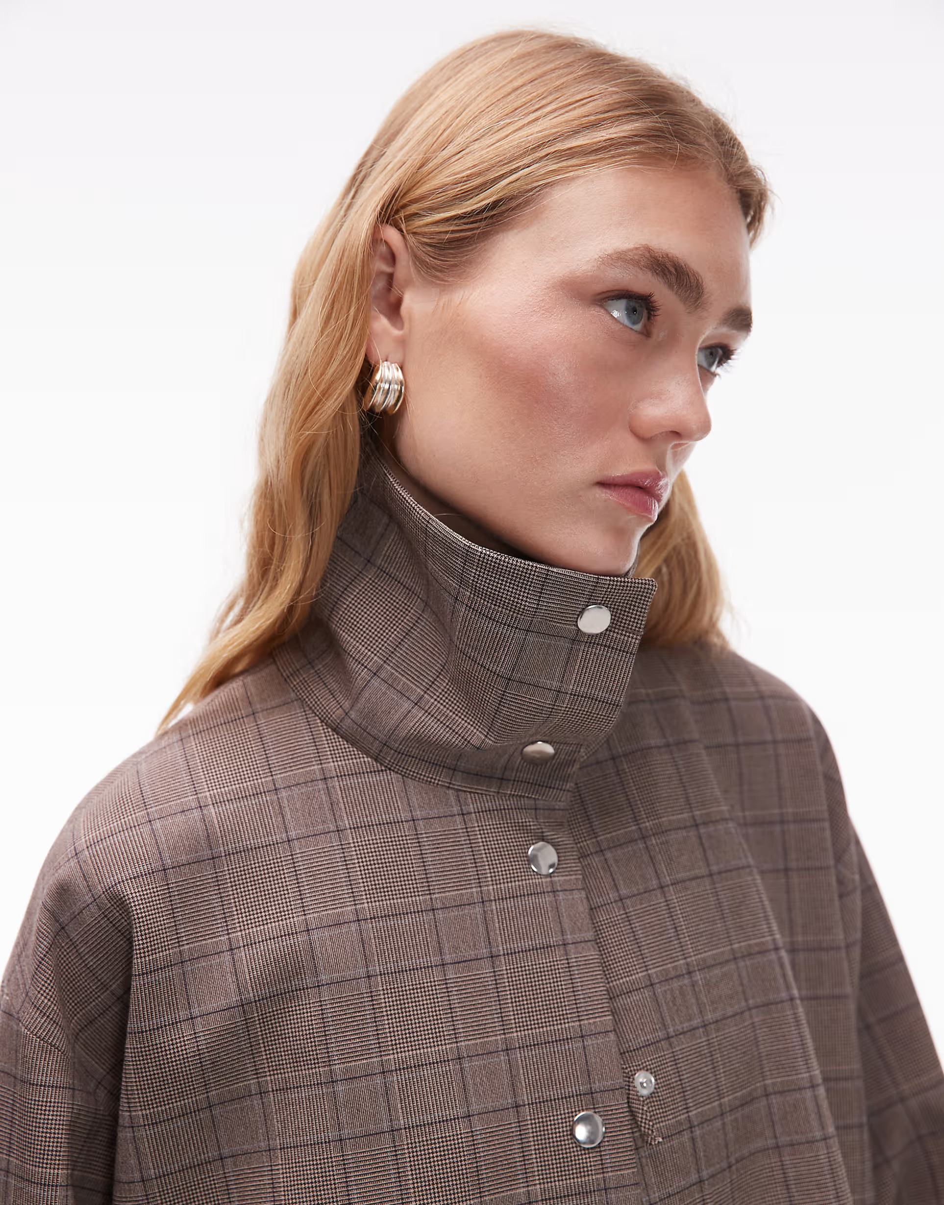 ASOS DESIGN tailored funnel neck jacket in grey check | ASOS | ASOS (Global)