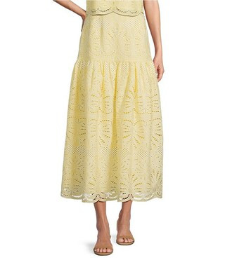 Antonio Melani Coordinating Blake Eyelet Drop Waist Midi Skirt | Dillard's | Dillard's