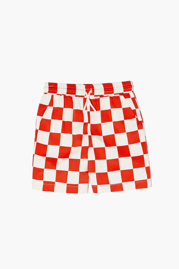 Kids Checkered Drawstring Shorts (Girls + Boys) in White/Red, 11/12 | Forever 21 (US)
