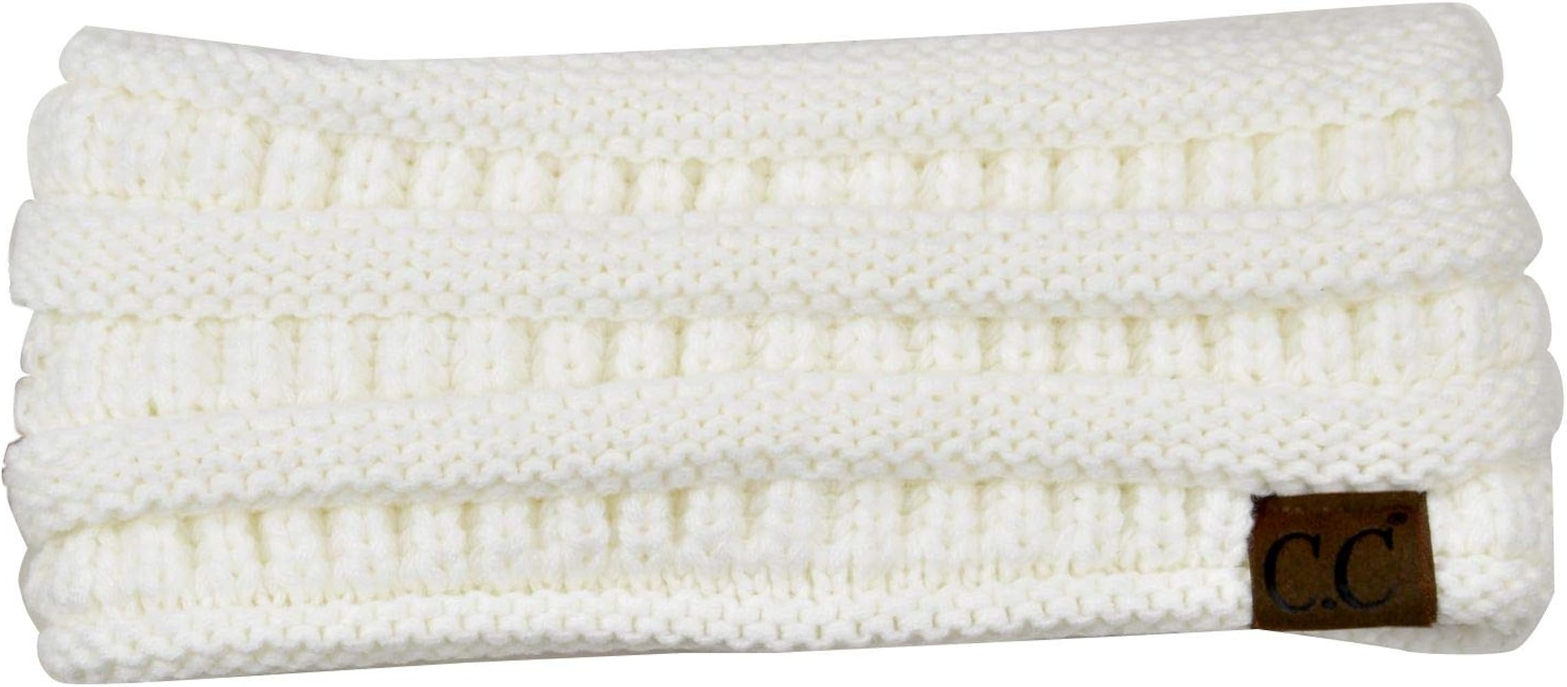 C.C Soft Stretch Winter Warm Cable Knit Fuzzy Lined Ear Warmer Headband | Amazon (US)