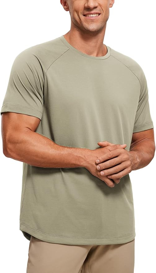 CRZ YOGA Men's Lightweight Short Sleeve T-Shirt Quick Dry Workout Running Athletic Tee Shirt Tops | Amazon (US)