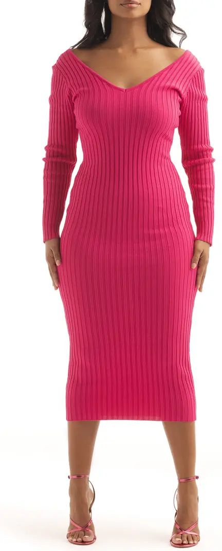 NICHOLE LYNEL THE LABEL Rib Long Sleeve Body-Con Cocktail Dress | Nordstrom | Nordstrom