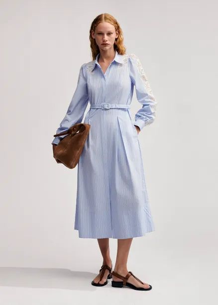 Cotton Stripe Midi Shirt Dress + Belt | ME+EM US