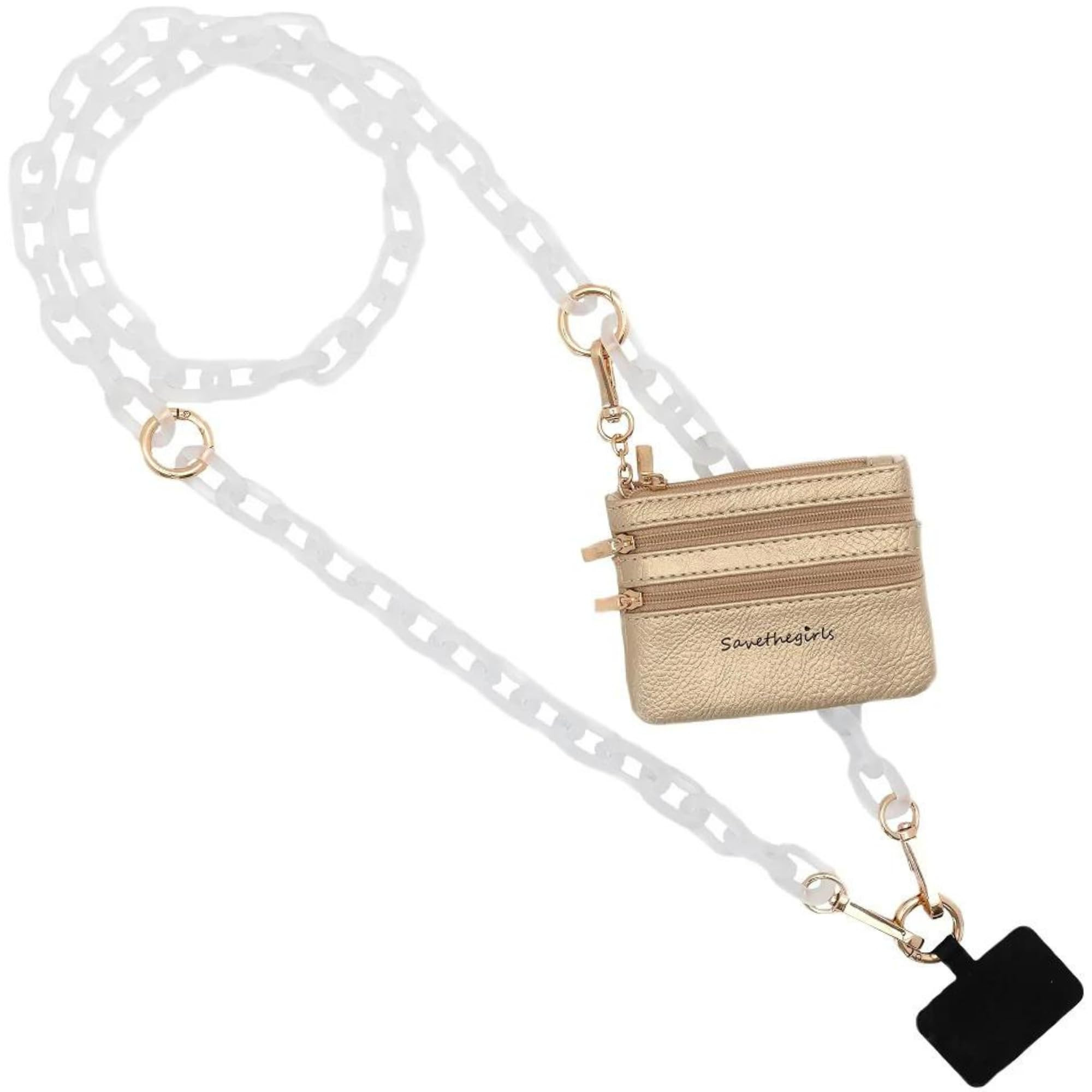 Clip and Go Phone Chain with Pouch (Black - Black Pouch) – Stylish Phone Lanyard Crossbody with... | Amazon (US)