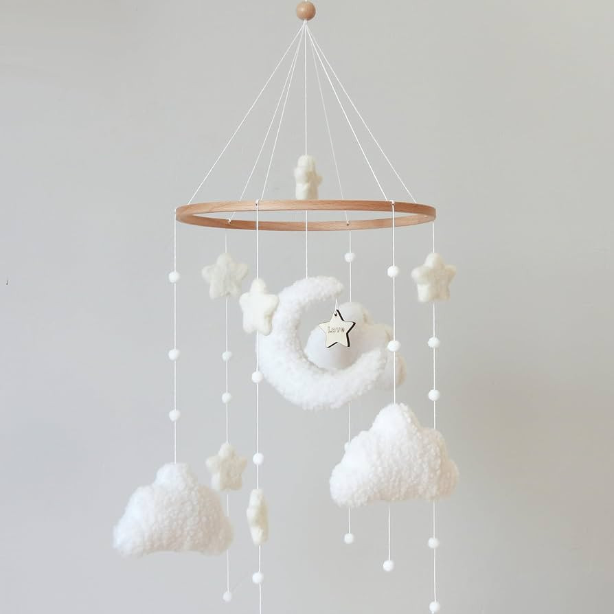 Boho Cloud Moon Crib Mobile Boho Baby Mobile for Crib Neutral Clouds, Moon & Stars Design Nursery... | Amazon (US)