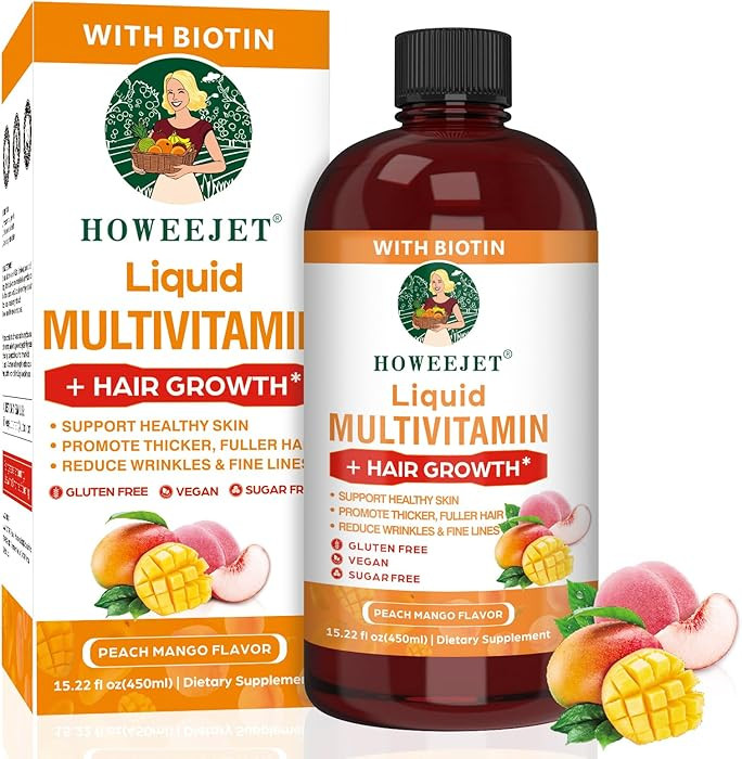 Liquid Multivitamin for Hair Growth | Biotin 10000mcg | Hair & Skin Support Supplement | Clinical... | Amazon (US)