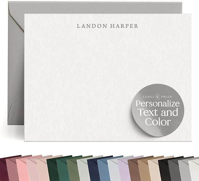 Personalized Stationery Notecards with Envelopes, Custom Note Cards, Personalized Thank You Cards... | Amazon (US)