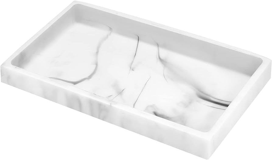 Luxspire Bathroom Vanity Tray, Resin Dresser Jewelry Ring Dish Tank Storage Kitchen Sink Countert... | Amazon (US)