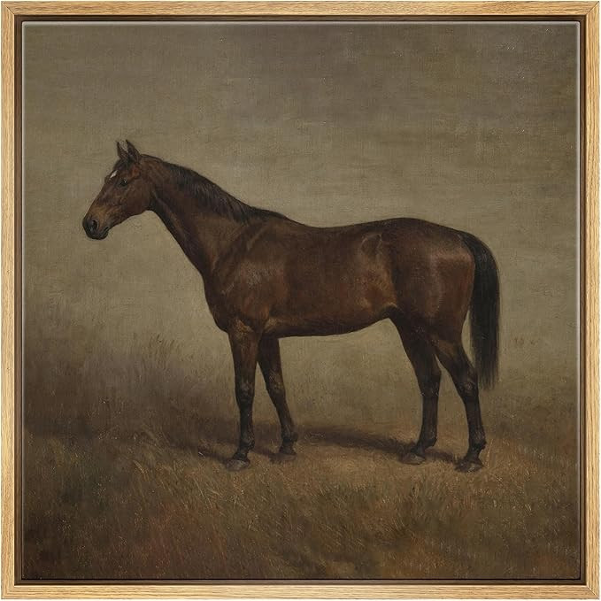 SIGNFORD Framed Canvas Print Wall Art Vintage Horse Portrait Classic Brown Horse Equestrian Anima... | Amazon (US)