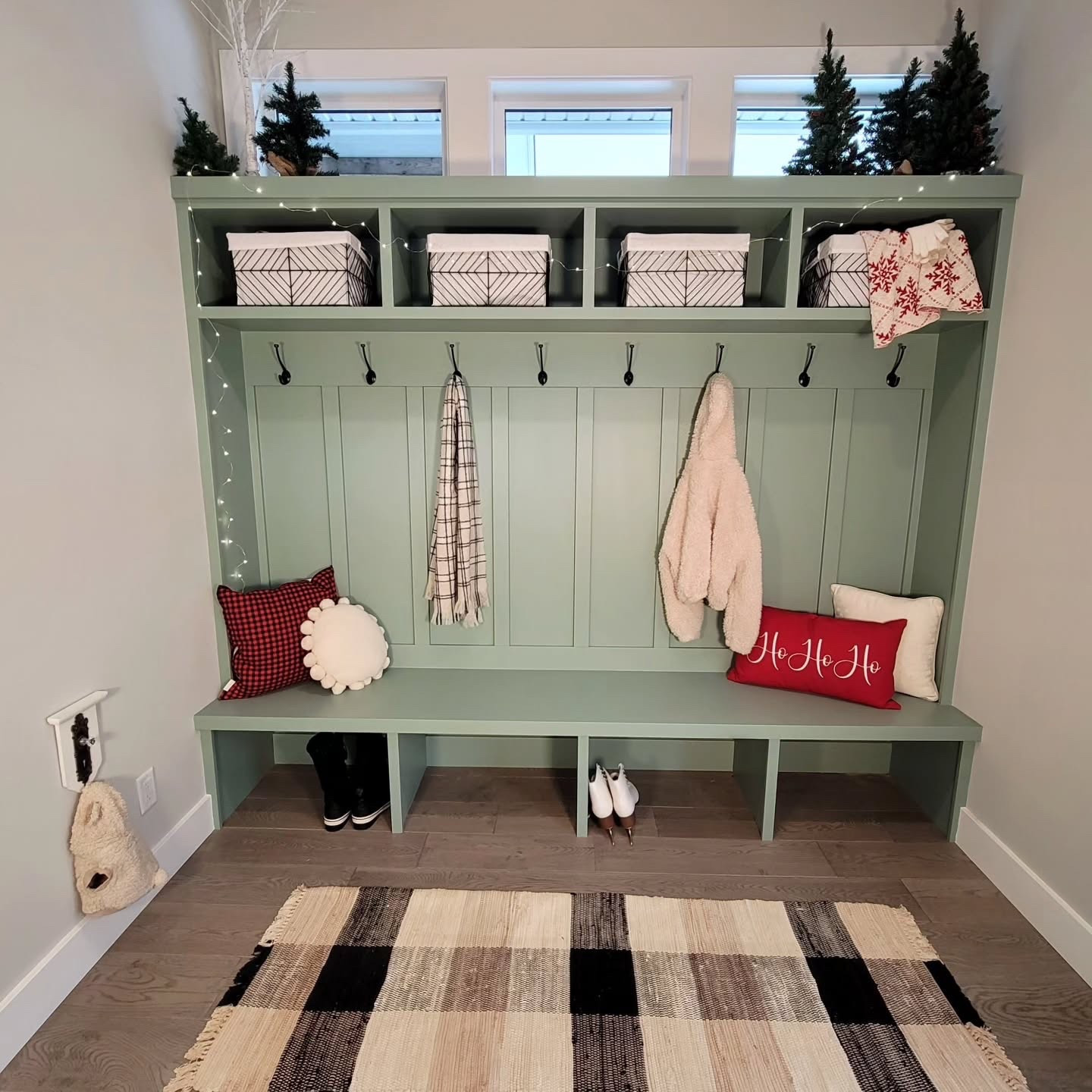 Look how pretty our mudroom looked for a few minutes! Haha I have to be real - this is a well used area of our home and it certainly does not stay pristine like this.  Do you decorate your mudroom for Christmas?

Mudroom / Christmas decor / Back entrance decor / Christmas mudroom /

#LTKStyleTip #LTKHoliday #LTKHome
