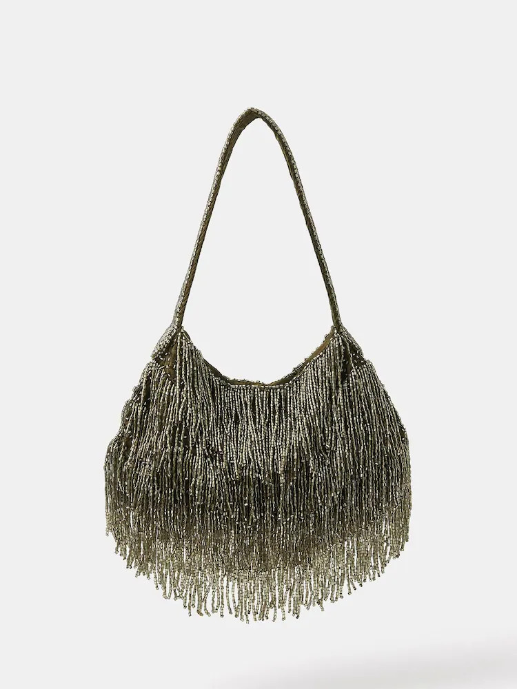 Buy Accessorize Gold Beaded Fringe Handbag from Next Ireland | Next EU