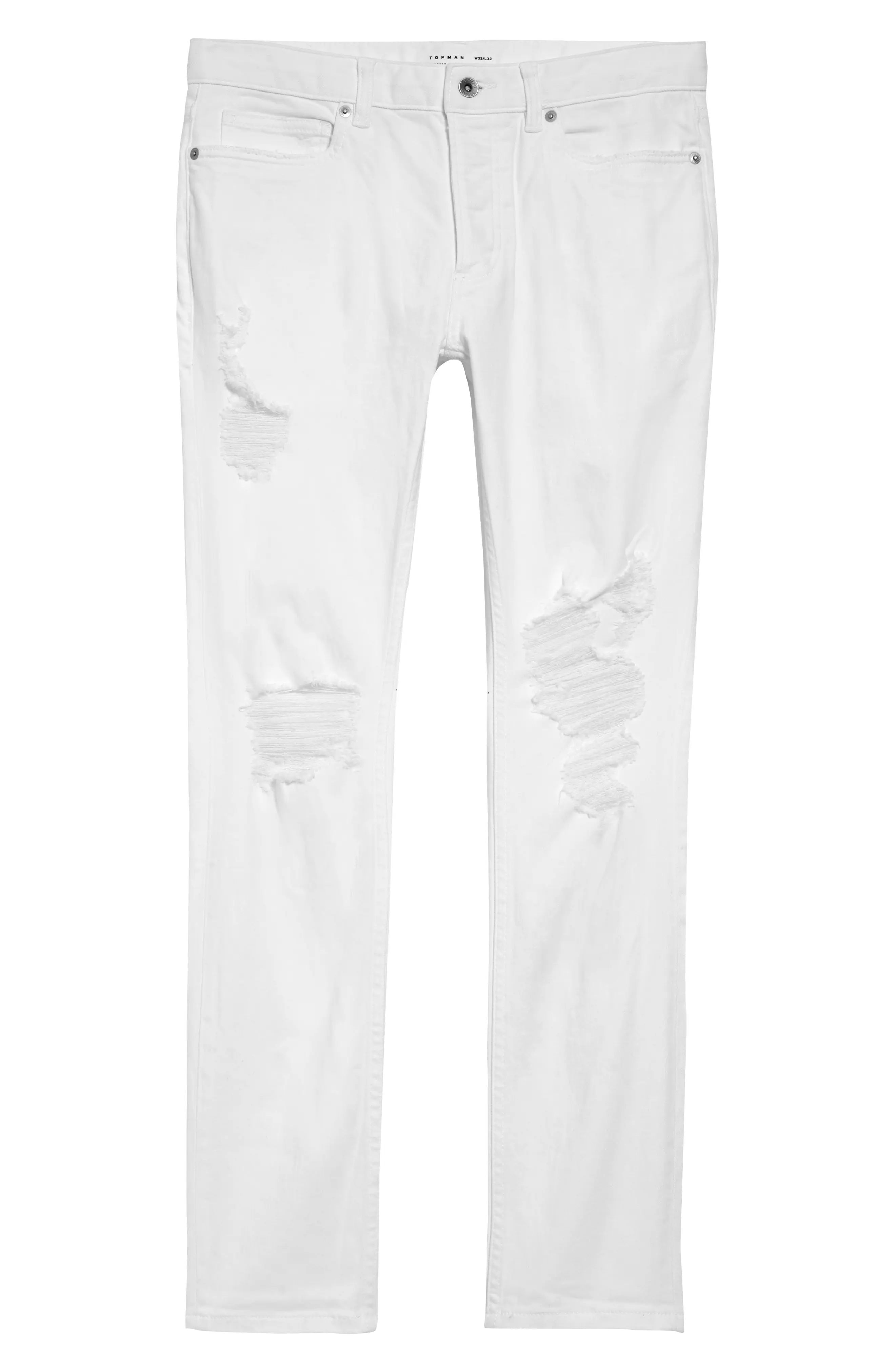 Men's Topman Ripped Skinny Jeans, Size 32 x 34 - White | Nordstrom