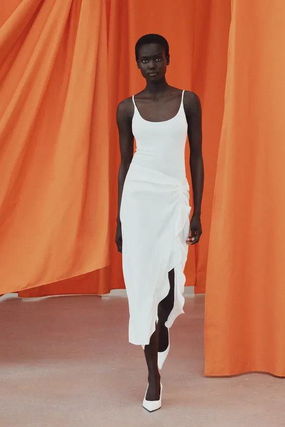 ZW COLLECTION MIDI SKIRT WITH RUFFLE | Zara UK