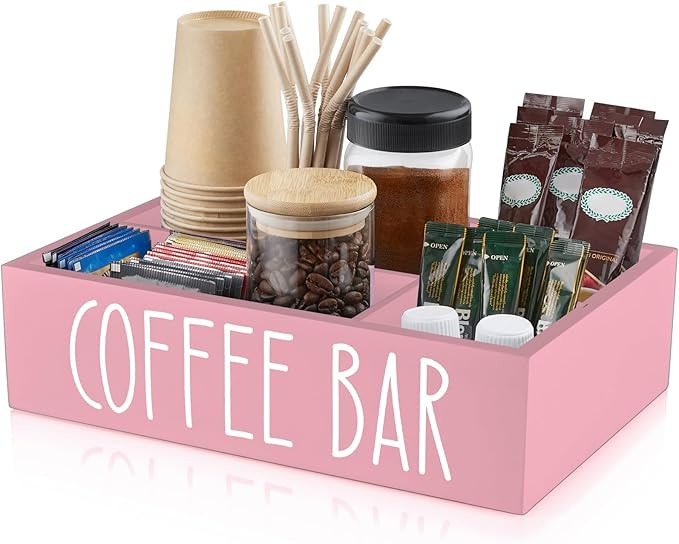 ALELION ALEION Coffee Station Organizer - Wood Countertop Accessories Organizer with Removable Di... | Amazon (US)