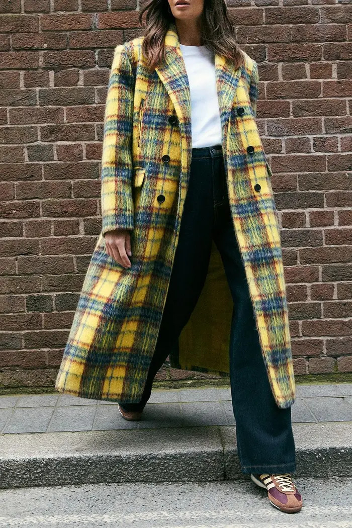 Checked Wool Blend Maxi Coat | Nordstrom