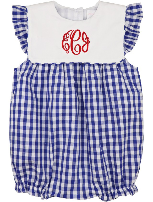 Navy and White Check Square Collar Bubble | Cecil and Lou