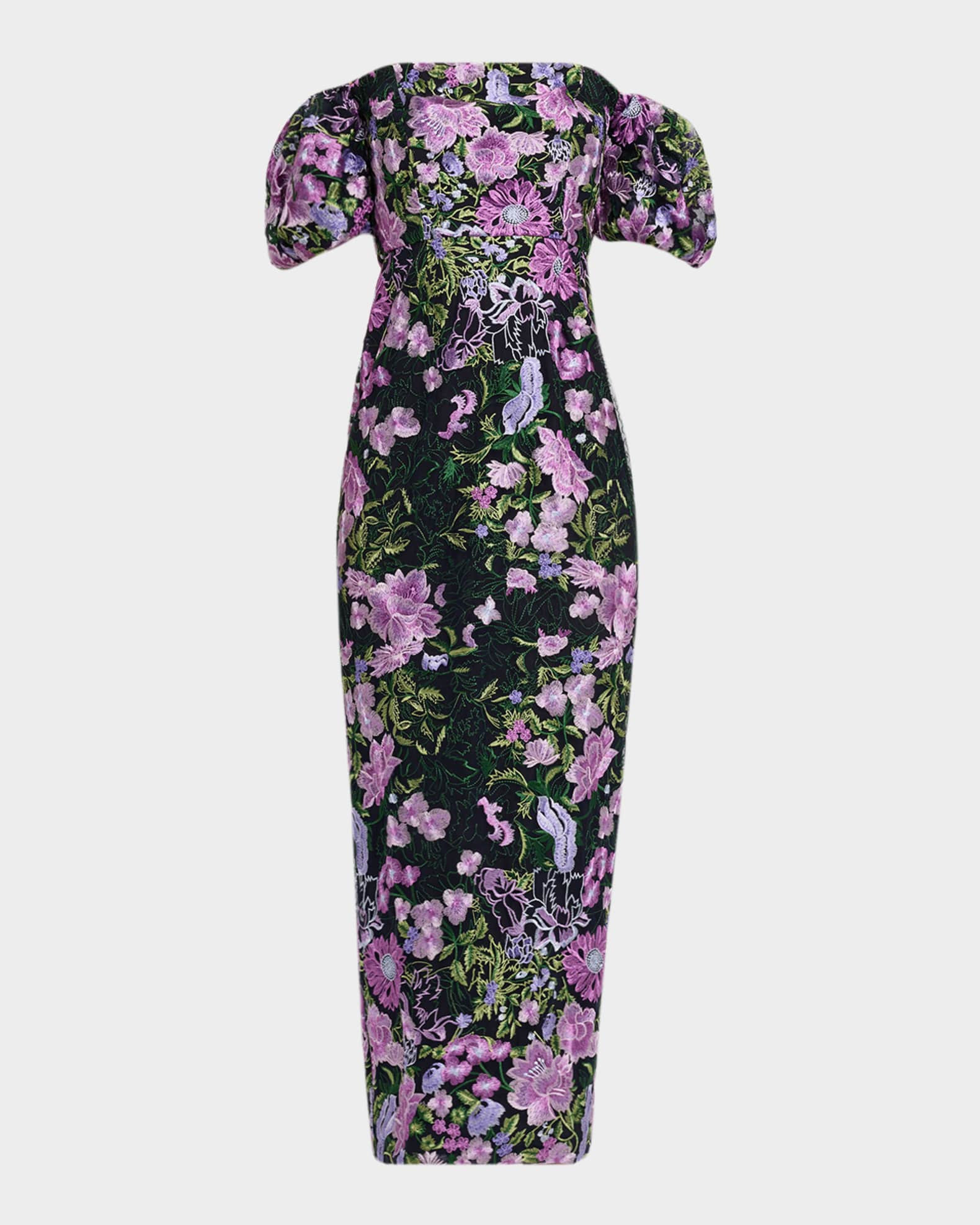 Nene Floral-Embroidered Column Gown | Neiman Marcus
