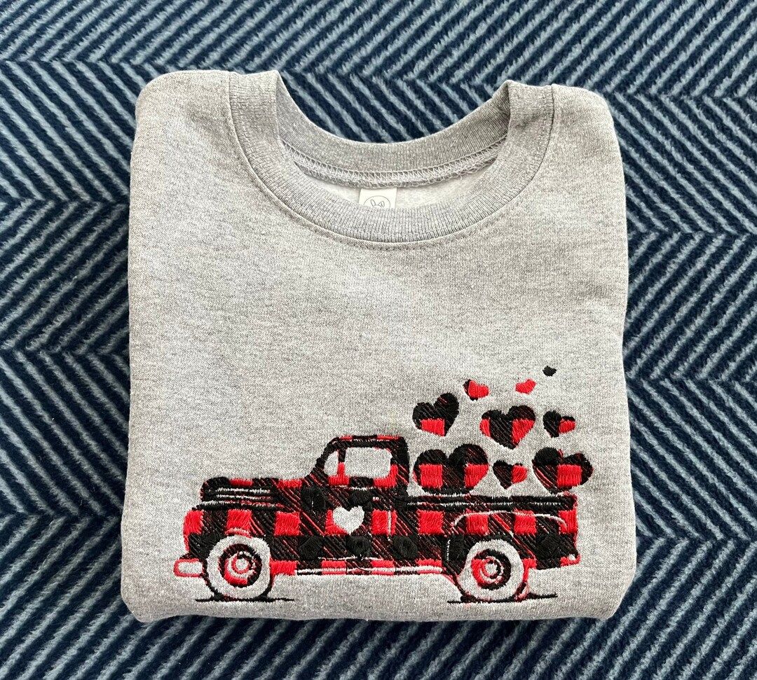 Toddler Embroidered Valentine's Crewneck  Truck - Etsy | Etsy (US)