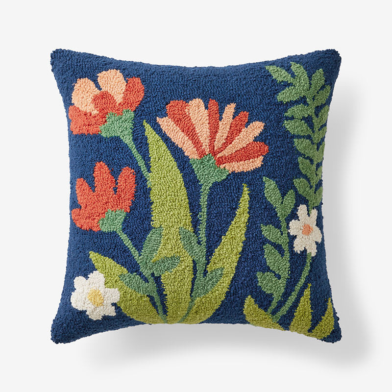Hand-Hooked Indoor/Outdoor Decorative Pillow - Flowers | The Company Store