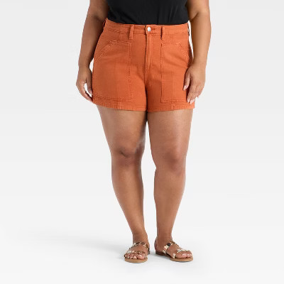 Women's High-Rise Utility Denim Shorts - Universal Thread™ Orange 24 | Target