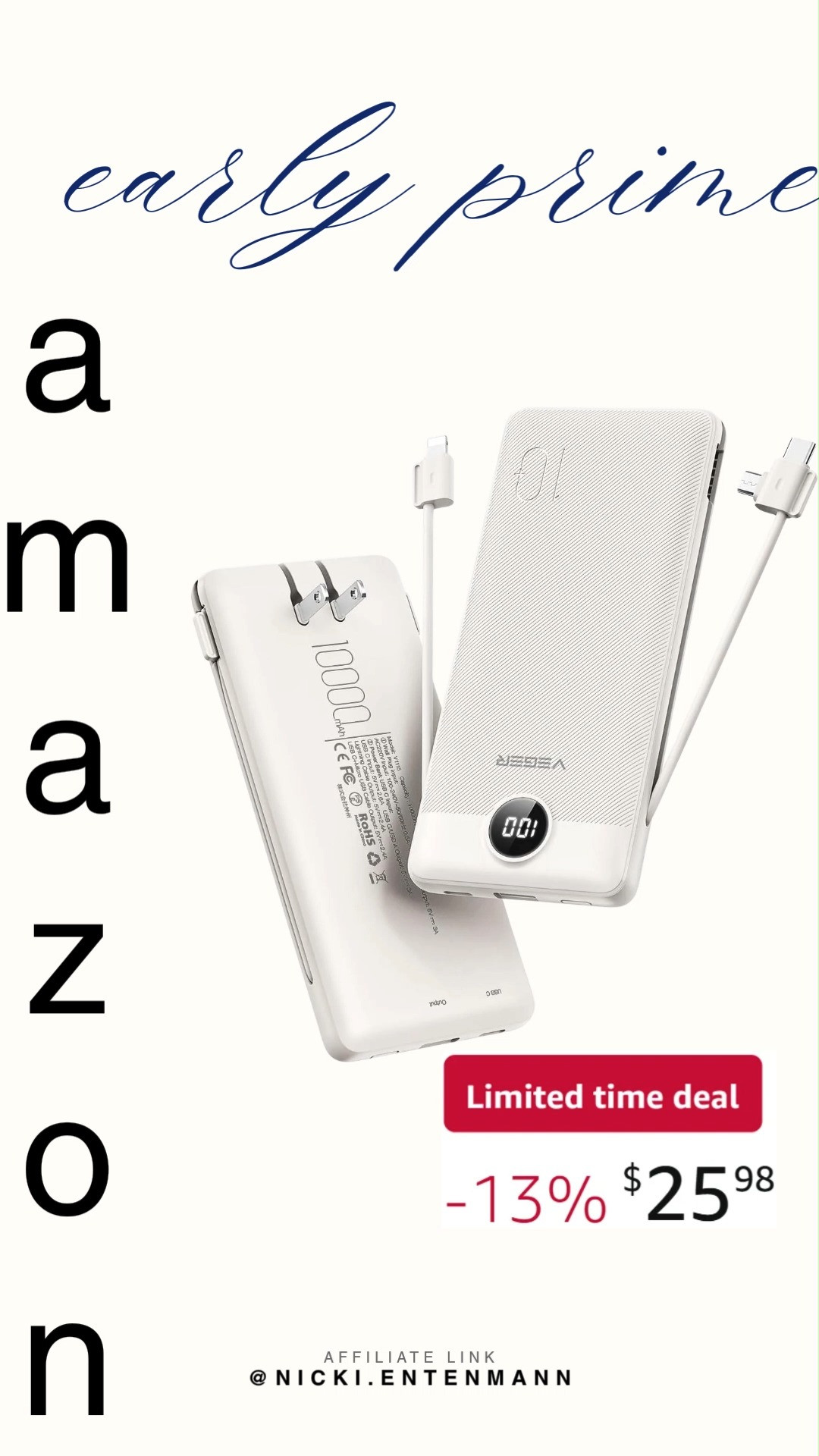 Portable Charger with Built-in AC Plug and Cables keeps your devices powered anywhere. Compact design, reliable energy, and effortless charging make it a must-have for busy days and travel adventures. 🔌⚡📱  

#PortableCharger #WirelessCharging #PowerBank #TechEssentials #TravelGear #ChargingCase #MobileAccessories #BatteryBackup #GadgetMustHave #SmartTech 

 #LTKHome #LTKSaleAlert #LTKTravel