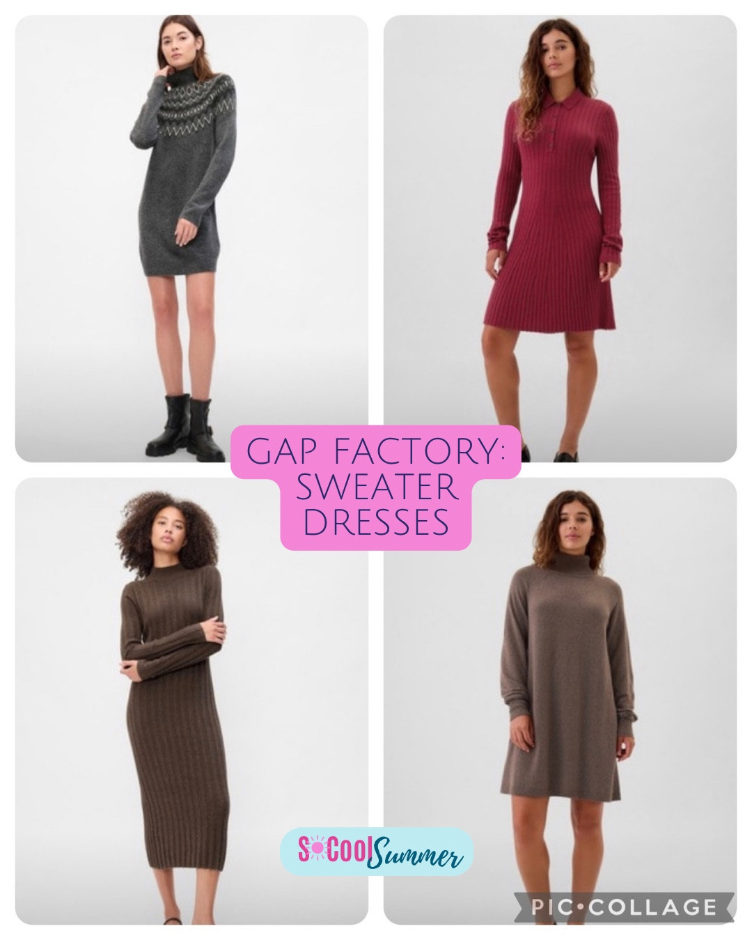 Sweater dresses at Gap Factory.

#hocsummer #coolsummer #lightsummer #truesummer #softsummer #pastelsummer #darksummer #brownsummer #sweetpeasummer #summerpalette #summerfinds

#LTKSeasonal #LTKWorkwear #LTKSaleAlert