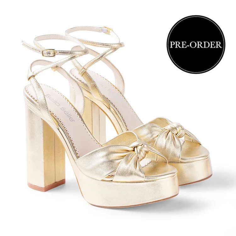 Gold Platform Sandals Open Toe Heels | Bella Belle Shoes