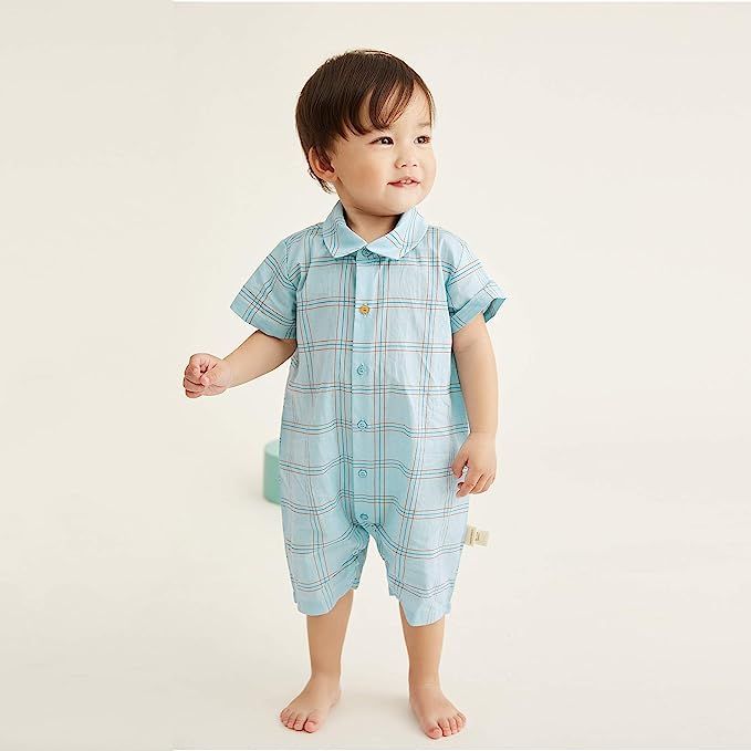 pureborn Baby Boys Girls Short Sleeve Unisex Summer Romper Outfit Cute Cotton | Amazon (US)