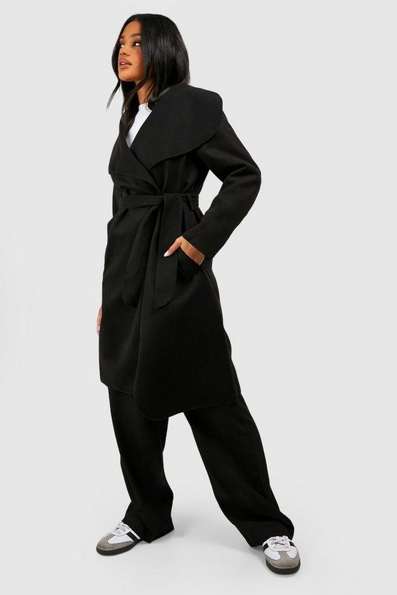 Belted Shawl Collar Coat | Boohoo.com (US & CA)