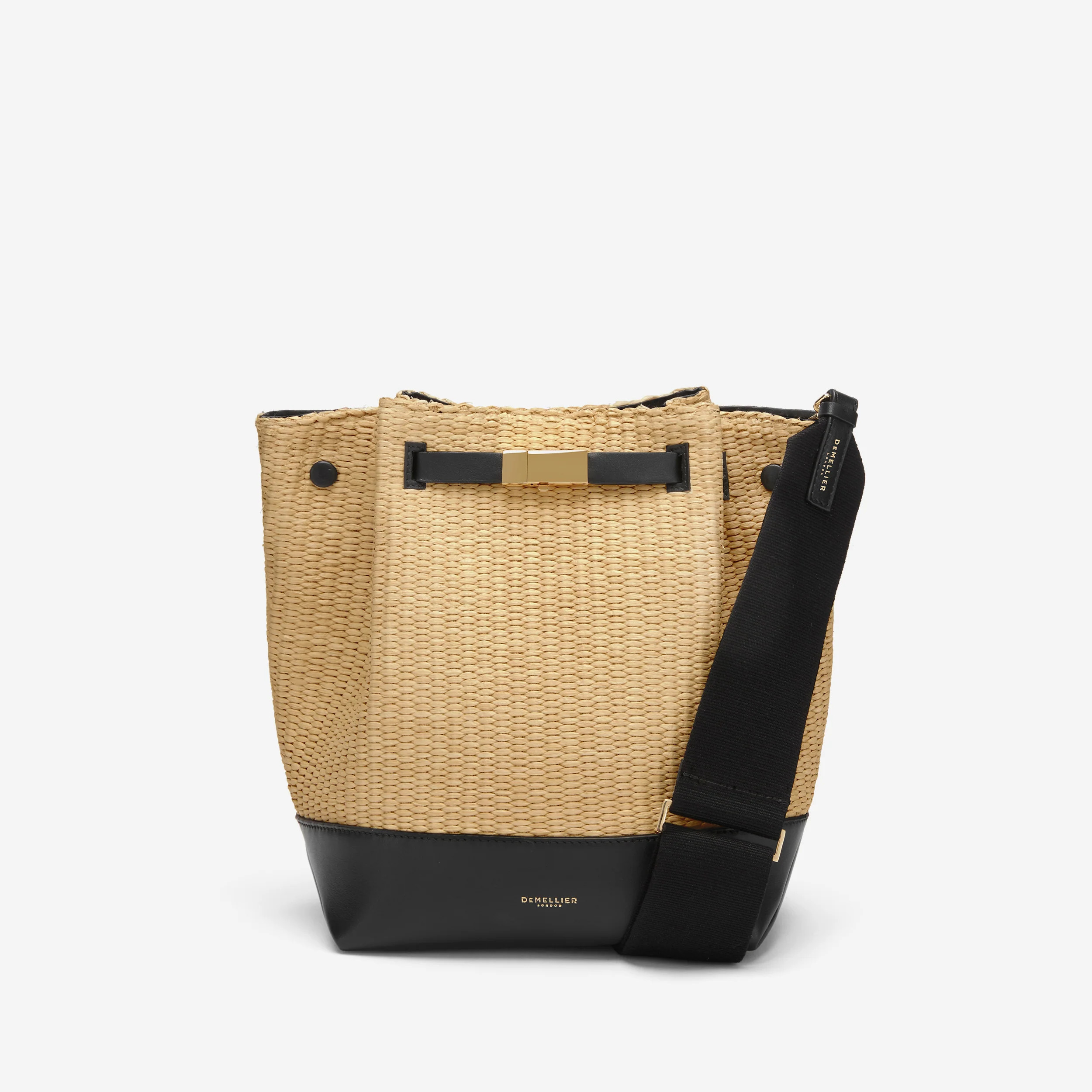 The New York Bucket | Warm Raffia & Black Smooth | DeMellier | DeMellier