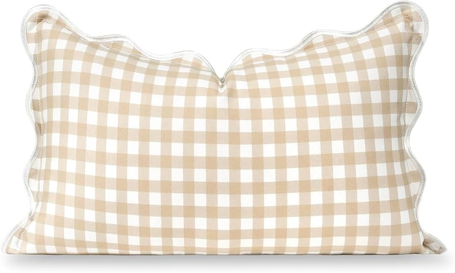 Hofdeco Premium Coastal Hampton Scalloped Patio Indoor Outdoor Lumbar Pillow Cover Only, 12"x20" ... | Amazon (US)