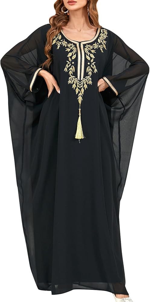 Embroidered Abaya Kaftans for Women Modern Elegant Dubai Moroccan Dubai Kaftan Dresses Abaya for ... | Amazon (US)