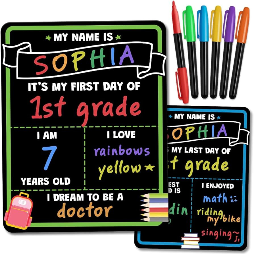 First and Last Day of School Board Sign with Liquid Chalk Markers Pack - Back to School Sign with... | Amazon (US)