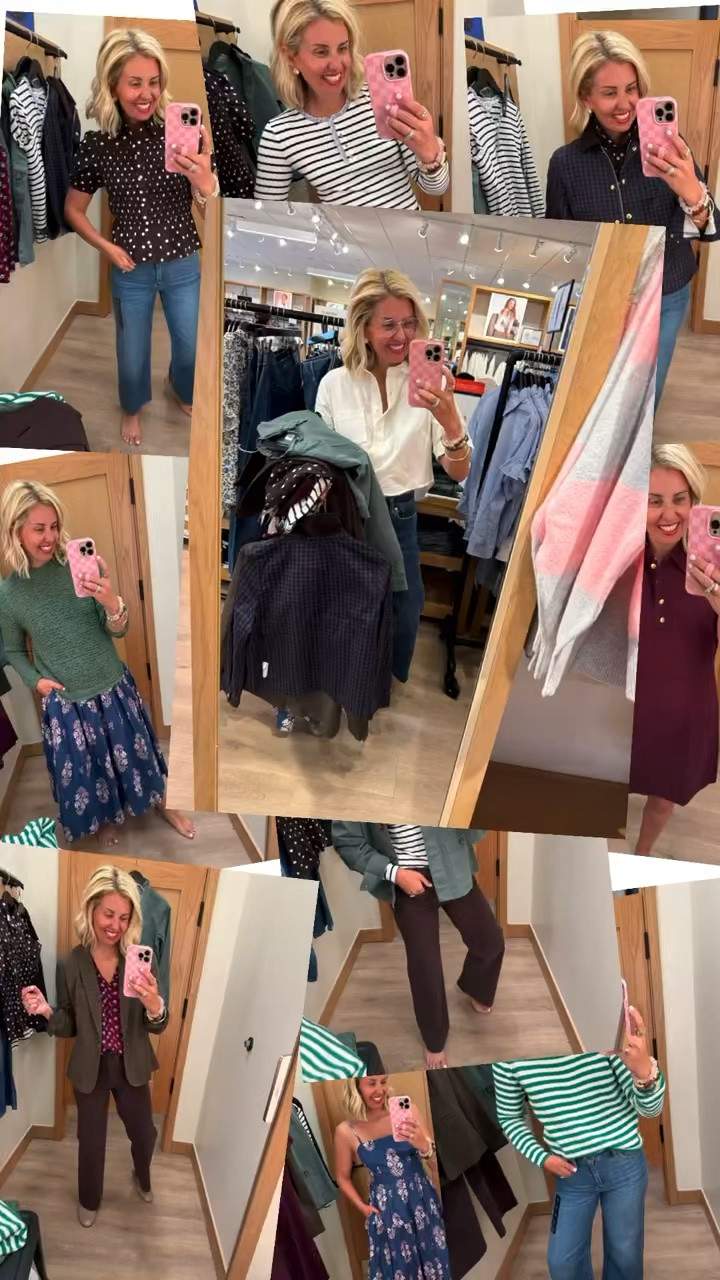 Found all the goodness at J.Crew Factory! 
Sizing:
Sweaters - 4 
Collared Dress - 2 
Midi Dress - 0
Pants & Jeans - 26P
Blazer - 2
Green jacket - small
Plaid jacket - xs

##LTKdayinmylife #LTKSeasonal #LTKOver40